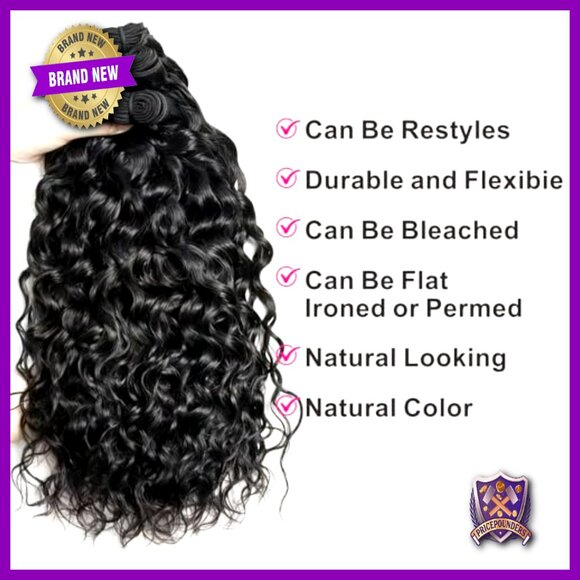 Water Wave Human Hair Bundles with 5x5 HD Lace Closure, 12-30 Inch main image 6
